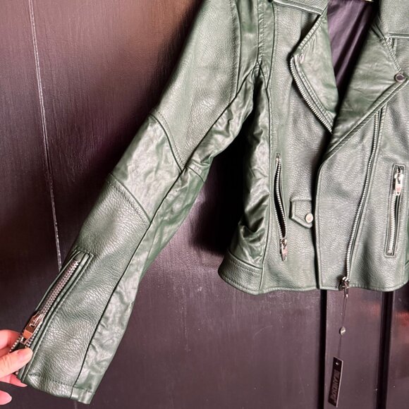 Blank NYC “Easy Rider” Green Faux Leather Moto Jacket NWT Size Medium - Picture 9 of 12